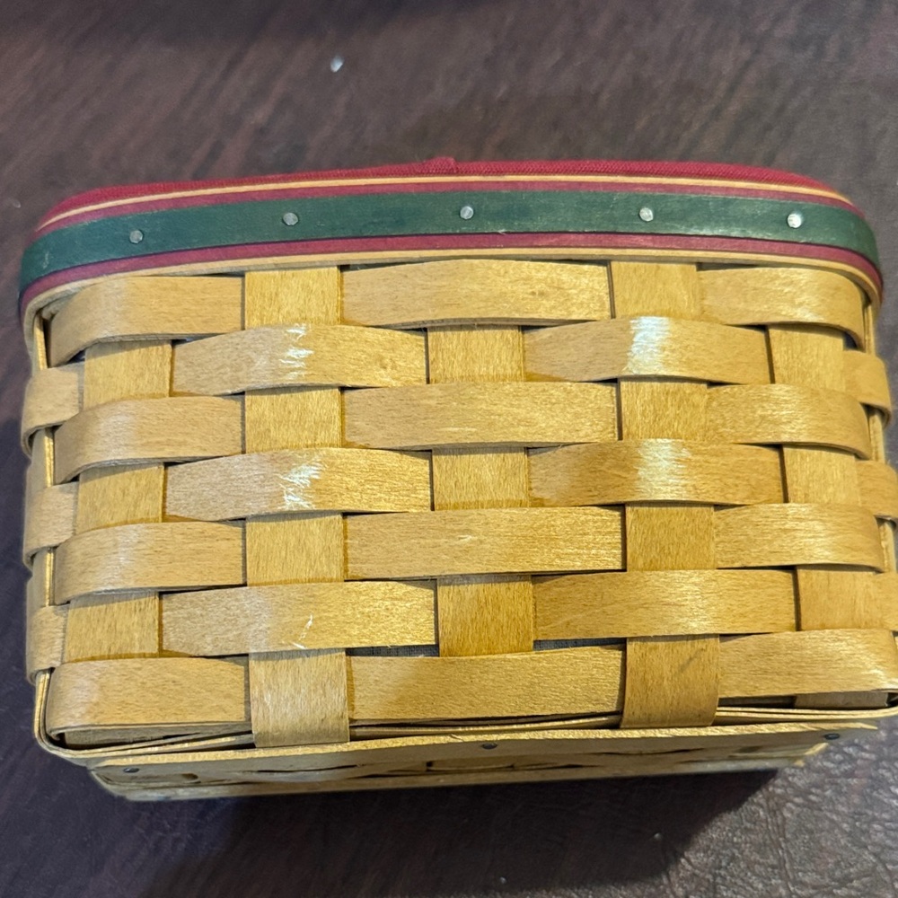 Woven Basket with Red and Green Trim